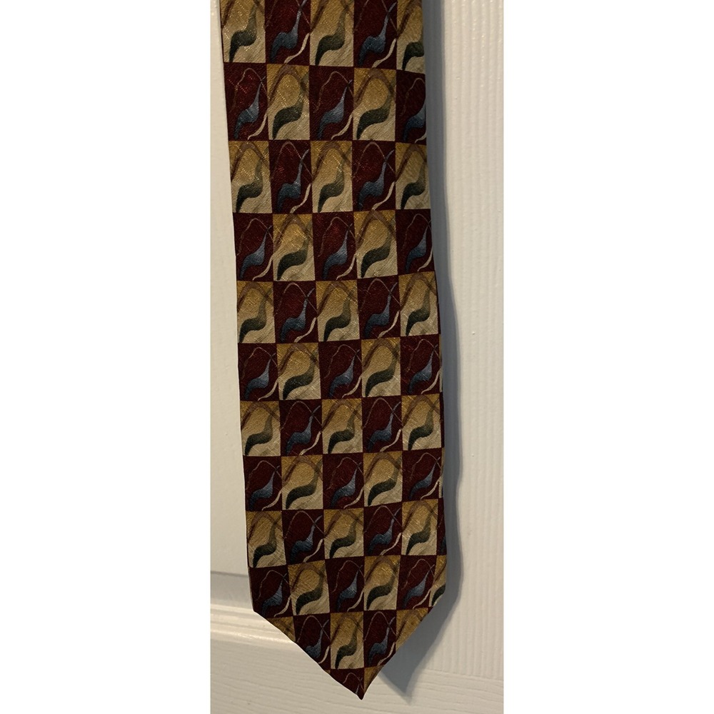 J Garcia Vintage Stonehenge Ltd. Silk Executive Abstract Necktie Tie Hand Sewn